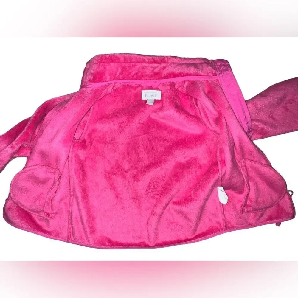 The Children's Place Faux Fur Jacket Pink Fall/Spring Toddler Girls 4T EUC